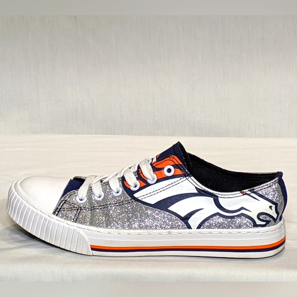 NEW Foco Womens NFL Denver Broncos Canvas Glitter Sneaker Sz 9 - Picture 2 of 5